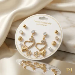 Funky Heart & Flower Charm Earrings Card Set
