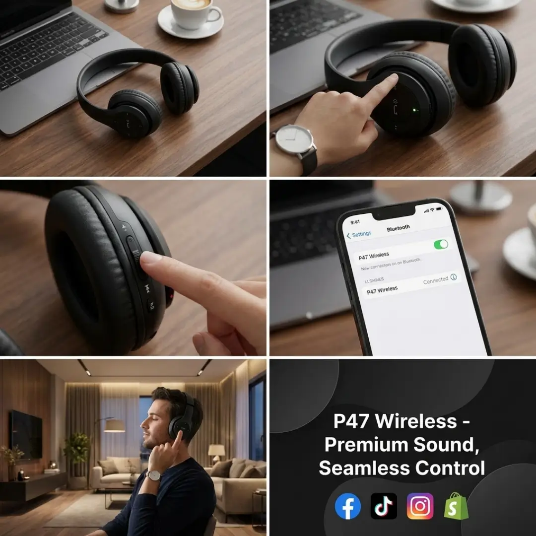 P47 Wireless Bluetooth On-Ear Headphones - Image 2
