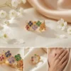 Gold Multicolor CZ Flower Cluster Ring – Rainbow Crystal Floral Statement Ring